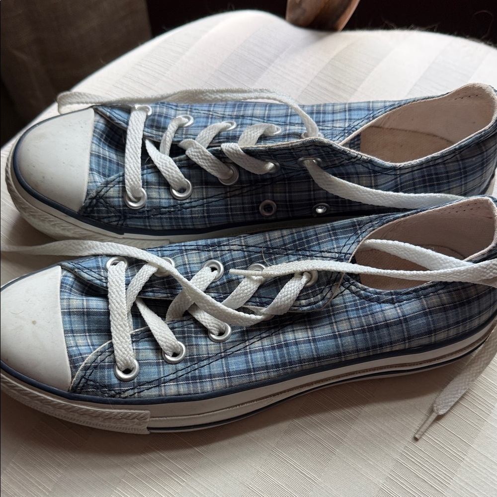 Converse Blue Plaid Sneakers